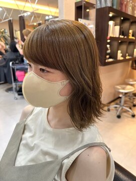 美容室ヒラトヤ 仙北店 大人可愛い外はねボブ ミルクティーブラウン 10代20代30代