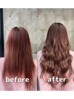 ガルボヘアー 桟橋店(garbo hair)&nbsp;エクステ ハイライト 暖色 赤系