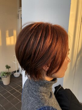 エノヘアー(eno.hair) オレンジカラーのくびれショート
