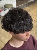 メンズマッシュカットツーブロックツイストスパイラルパーマ
