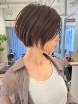 ショートボブブリーチなしイノアカラー白髪染めレイヤー学割銀座