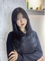 ブレンド 渋谷(BLend)&nbsp;ハイライトカラーくびれヘアアプリコットオレンジ