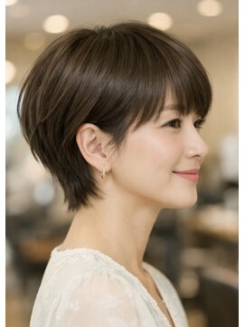 リアン アオヤマ(Liun Aoyama) 上品クールショート/アッシュベージュ/30代/40代/50代