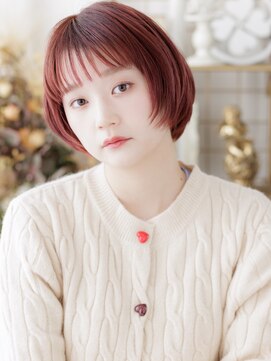 カバーヘア イヴ 戸頭店(COVER HAIR EVE) チェリーレッドぱっつん前髪シャギーカットa戸頭10代20代30代