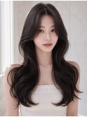 ミルクベージュツーウェイバングミディアムレイヤーカット