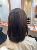 脱白髪染めハイライトボブ