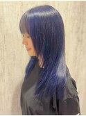 【tetote門戸厄神/村山】艶髪ストレート / ブルーデザインカラー