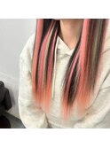 #プルエクステ#ハイライト#ピンク