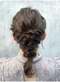 大人かわいい 編み下ろしヘア お呼ばれ ミディアム ヘアアレンジ