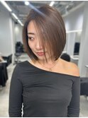 ミディアム　顔周り　ボブ　透明感　アッシュカラー　20代30代