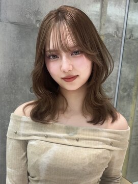 ロンドメリア 天神大名店(Lond Melia) 小顔に見せるミディアムヘア/韓国ヘア/ダブルカラー