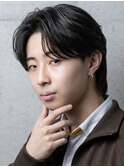 曲がる縮毛矯正ニュアンスセンターパートウルフカルマヘアメンズ