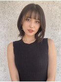 #くびれミディ#顔周りレイヤー#シースルーバング#暗髪ブラウン