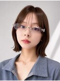 Yハッシュカットボブ/顔周りレイヤーボブ/シースルーバング