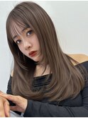 マレットヘアハイライト髪質改善オリーブグレーココアベージュ