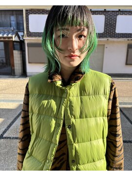 ヨロヘアー(YOLO hair) グリーン×ハイライト