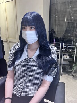 アソビセカンド 原宿(ASOBI 2nd) ヨシンモリ　韓国風　ネイビーブルー　青髪