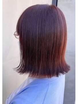 スリー(THREE) 大人気♪外ハネボブ/オレンジブラウン【札幌】