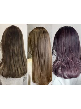 インナーカラーや耳回りのイヤリングカラー、立体感と明るさを出すハイライトなどカラーで遊ぶならココ♪