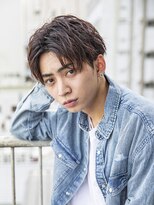 小久保styleフェザーパーマグレーブルーカラー刈り上げショート