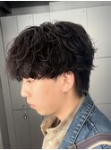 渋谷メンズマッシュウルフカット緩めシャドウパーマ波巻きパーマ