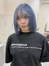 ユウル 横浜(juhl.) アイスブルーカラーブリーチダブルカラー顔まわりレイヤー横浜駅