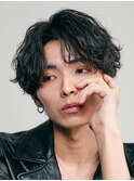 大分くせ毛風シャドウパーマメンズカットセンターパート30代