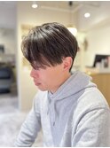 マッシュツーブロックセンターパートコンマバングフェザーパーマ