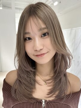 シー 萩原店(sea) ハイライトカラーミルクティーベージュレイヤーカット
