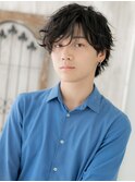 モテ抜け感ヘア/ランダムパーマ黒髪ウェットマッシュe名護大東