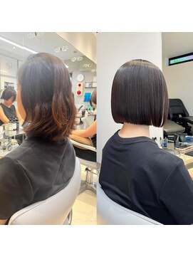 ラミ(L'ami) 縮毛矯正20代30代40代大人可愛い切りっぱなしボブ