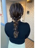編み下ろし ローポニー ポニーテール 玉ねぎヘア