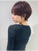 前髪あり耳掛け丸みくびれショートボブ20代30代40代50代（蘭）