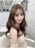 透明感くすみベージュ/艶カラー/韓国くびれヘア/顔周りカット