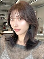 エインアンリー 明治神宮前(AIN.ANLY.) オリーブグレー小顔ココアベージュ韓国ヘアデザインカラー