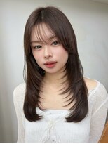 バイオレット 表参道店(Violet)&nbsp;韓国風顔まわりレイヤーくびれレイヤーダークチョコブラウンTK79