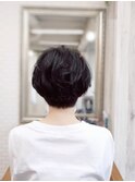 くせ毛を生かしたショートボブ　耳かけ　30代40代50代