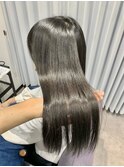 プラチナグレージュ波巻きパールベージュたまねぎヘアボブウルフ