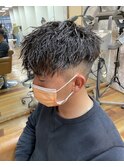 ツーブロックメンズマッシュパーマ/フェードカット/波巻きパーマ
