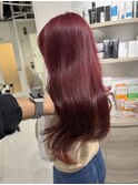 韓国カラー　ダブルカラー　チェリーレッド
