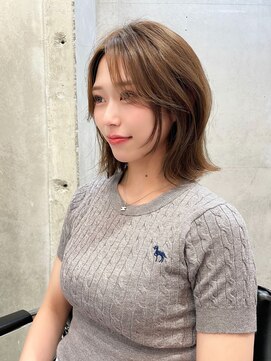 サイン 表参道(SIGN) 韓国ヘアーハッシュカットレイヤーカットグレージュブリーチ無し