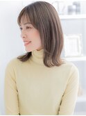 シースルーバングカーキベージュ小顔ミディh3上尾20代30代40代