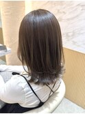 ○ブリーチなしホワイトグレージュダブルカラー韓国ミニウルフ