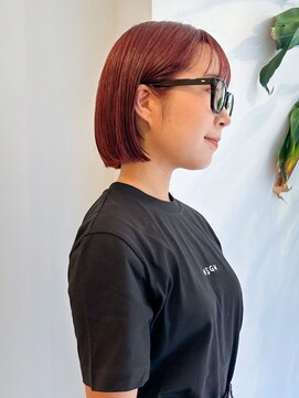 ローネス(LONESS) ぷつっとボブ　切りっぱなしボブ　暖色ボブ　耳掛けボブ