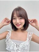 韓国風レイヤーボブ透明感ベージュカラー