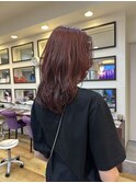 【レイヤーカット】ブリーチ無しWカラーで作るレッドカラー