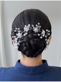 お呼ばれシニヨン　お団子　ヘアセット