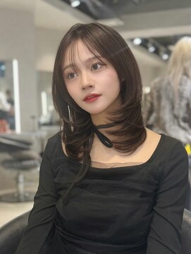 ユーフォリア 池袋東口駅前店(Euphoria) 韓国風レイヤーミディ◎顔周りカット×ミルクティーベージュ