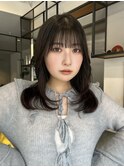 くびれレイヤー/オリーブベージュ/顔周り/シースルー/銀座