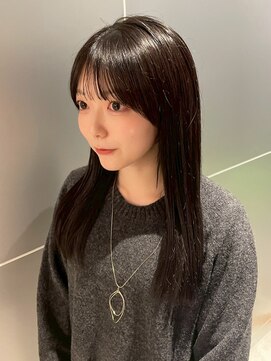 リノア 鵠沼海岸(LINOA) ブリーチなしアッシュブラック/艶髪/韓国風ロング